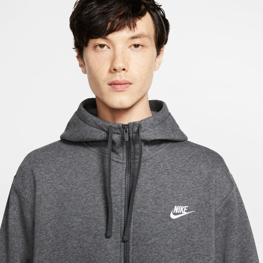 Nike Club Fleece Zipper Hoodie Grey White