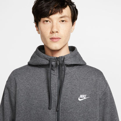 Nike Club Fleece Zipper Hoodie Grey White