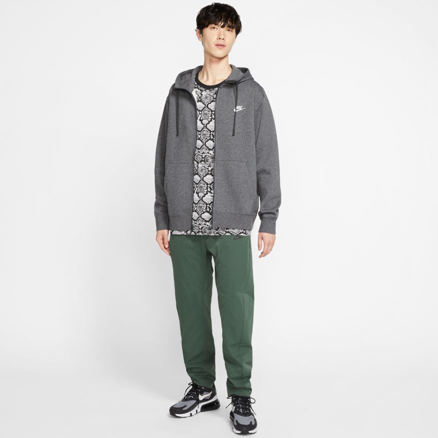 Nike Club Fleece Zipper Hoodie Grey White