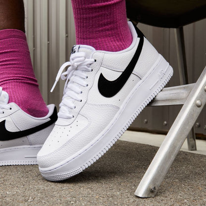 Nike Air Force 1 Low '07 White Black Pebbled Leather Men's