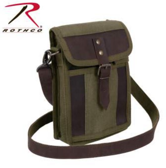 Rothco Canvas Travel Portfolio Bag Olive Drab/Leather