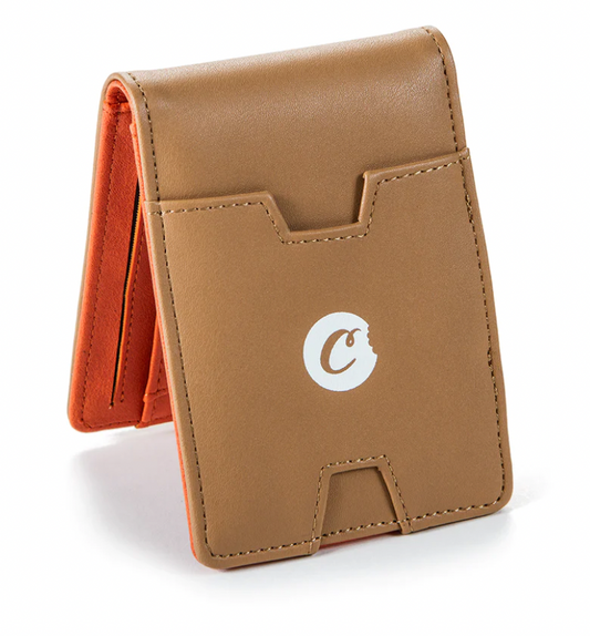 Cookies Bi-Fold Leather Money Clip & Card Holder Tan/Orange